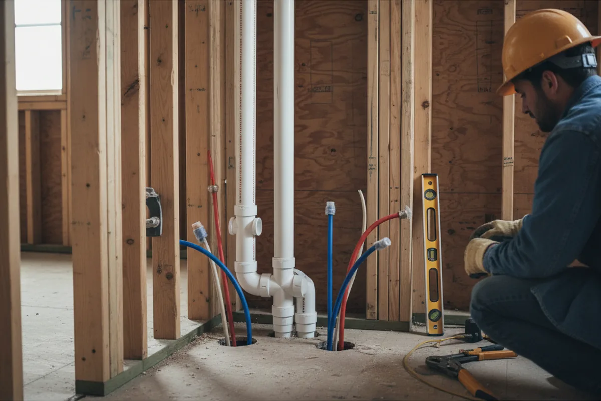 Drain and supply rough-in during Toilet Repair and Installation in Watervliet